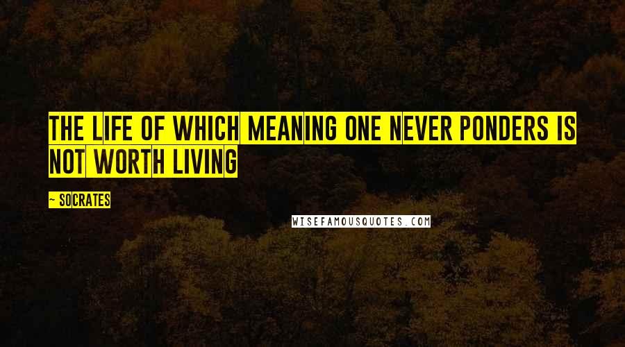 Socrates Quotes: The life of which meaning one never ponders is not worth living