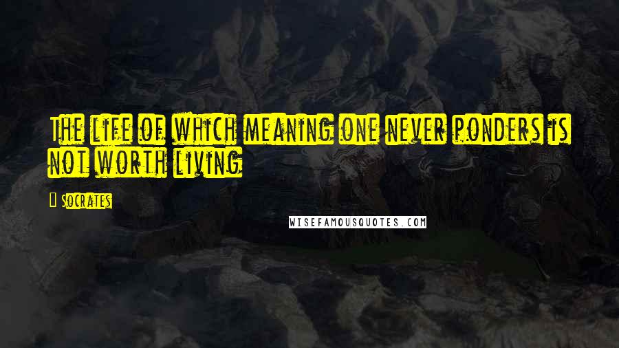 Socrates Quotes: The life of which meaning one never ponders is not worth living
