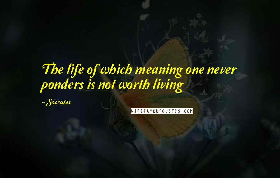 Socrates Quotes: The life of which meaning one never ponders is not worth living
