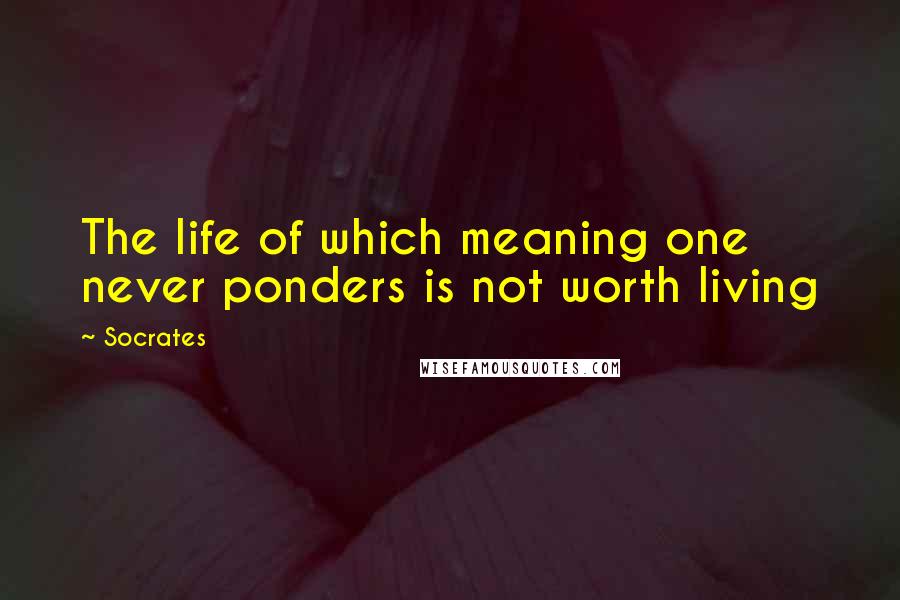 Socrates Quotes: The life of which meaning one never ponders is not worth living