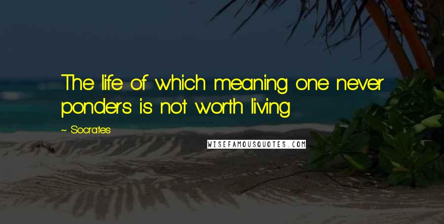 Socrates Quotes: The life of which meaning one never ponders is not worth living