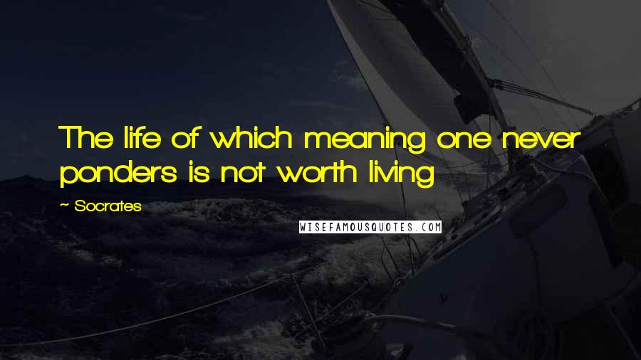 Socrates Quotes: The life of which meaning one never ponders is not worth living