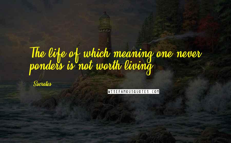 Socrates Quotes: The life of which meaning one never ponders is not worth living