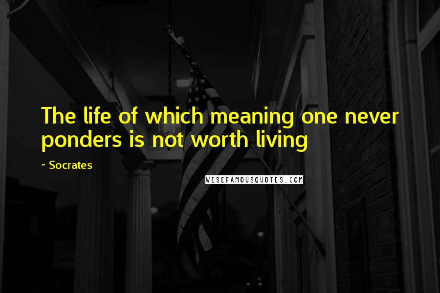 Socrates Quotes: The life of which meaning one never ponders is not worth living