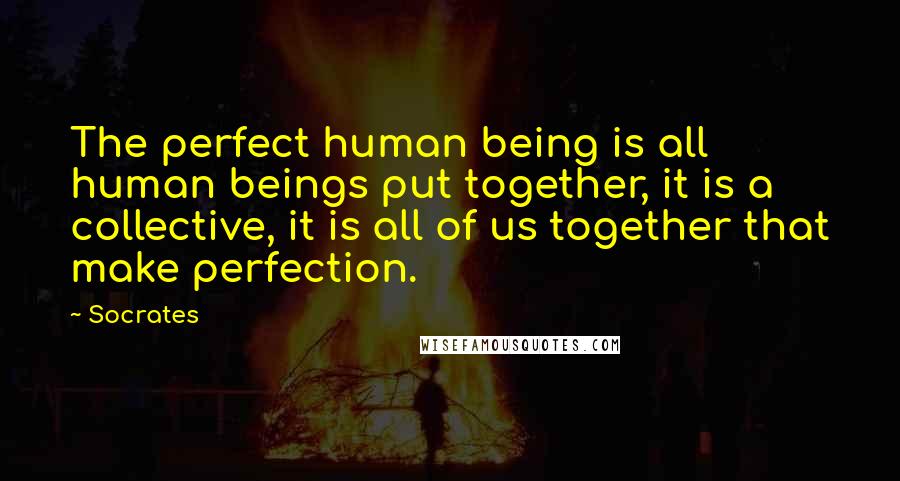 Socrates Quotes: The perfect human being is all human beings put together, it is a collective, it is all of us together that make perfection.