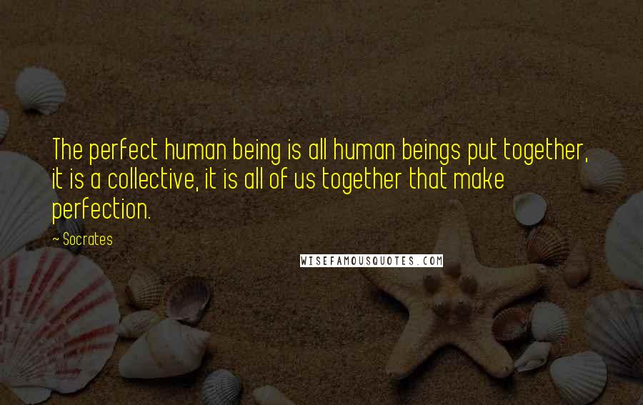 Socrates Quotes: The perfect human being is all human beings put together, it is a collective, it is all of us together that make perfection.