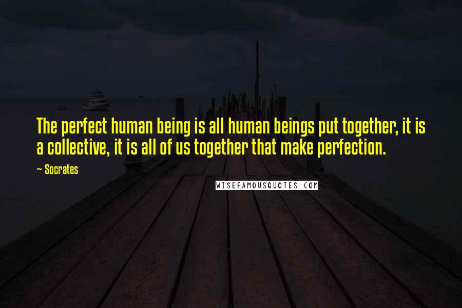 Socrates Quotes: The perfect human being is all human beings put together, it is a collective, it is all of us together that make perfection.