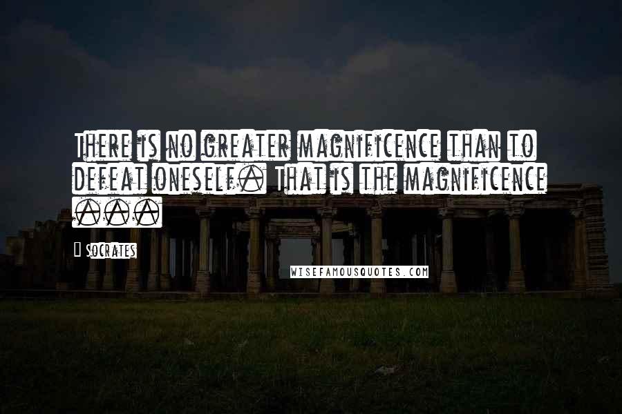 Socrates Quotes: There is no greater magnificence than to defeat oneself. That is the magnificence ...
