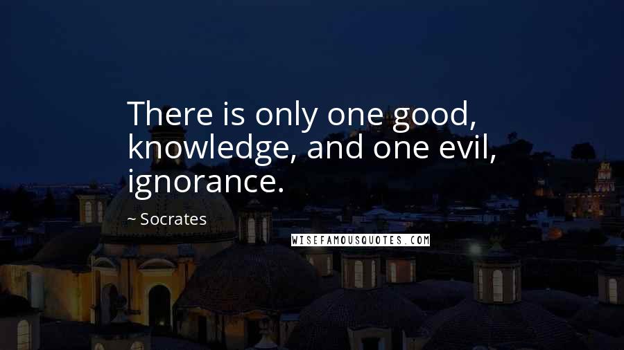 Socrates Quotes: There is only one good, knowledge, and one evil, ignorance.