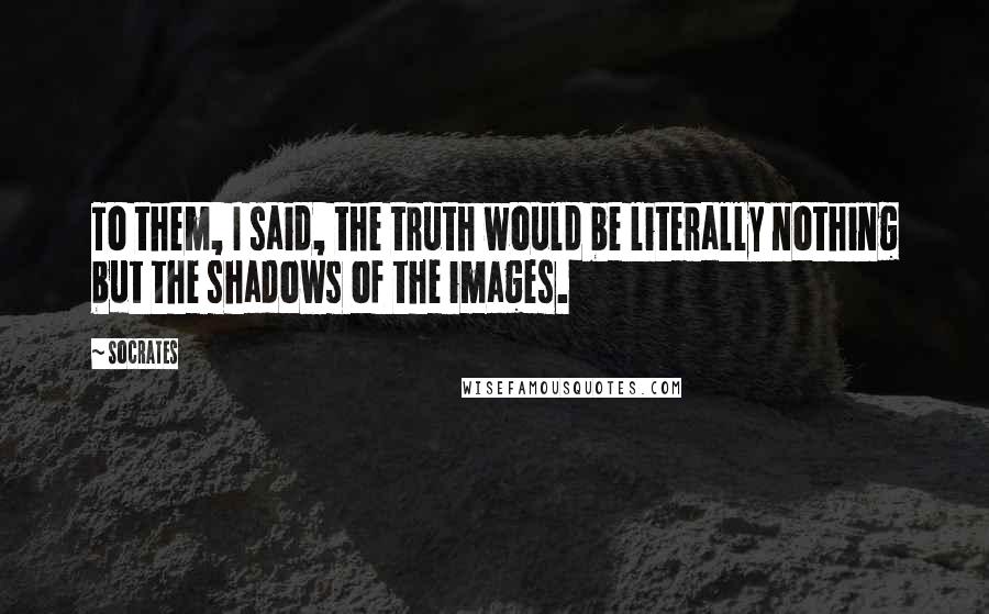 Socrates Quotes: To them, I said, the truth would be literally nothing but the shadows of the images.