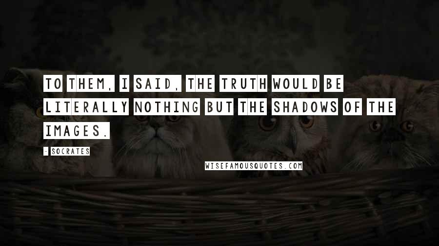 Socrates Quotes: To them, I said, the truth would be literally nothing but the shadows of the images.