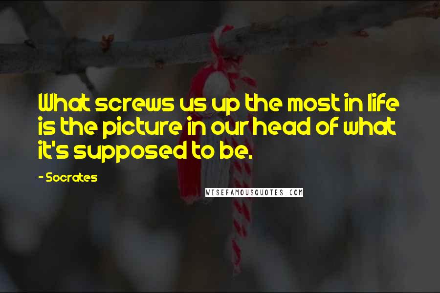 Socrates Quotes: What screws us up the most in life is the picture in our head of what it's supposed to be.