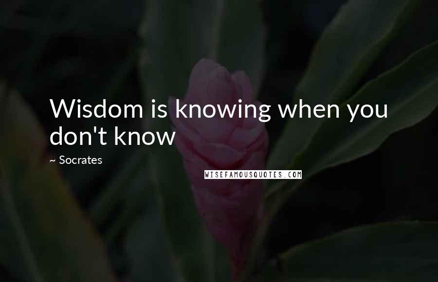 Socrates Quotes: Wisdom is knowing when you don't know