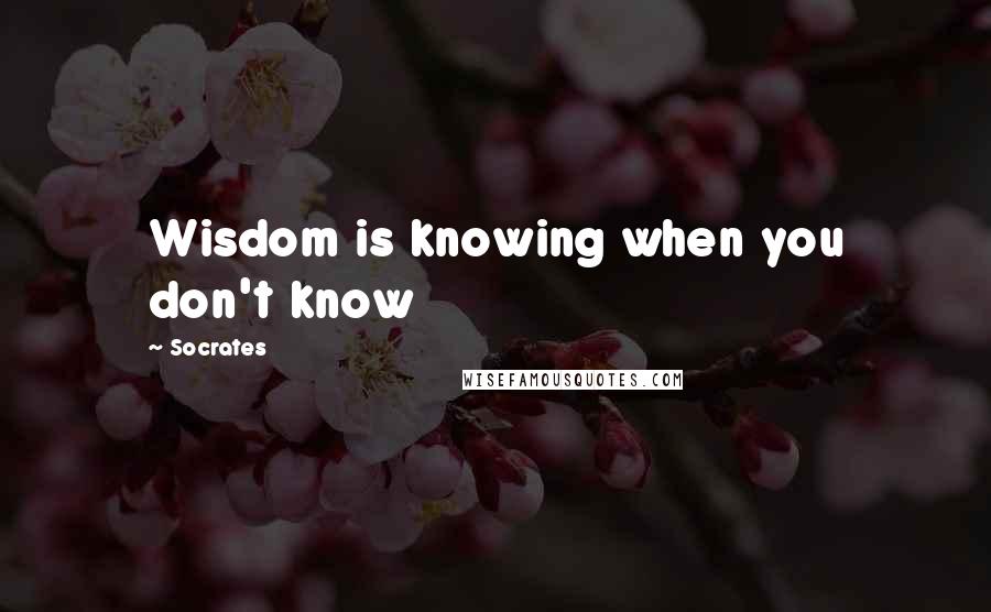 Socrates Quotes: Wisdom is knowing when you don't know