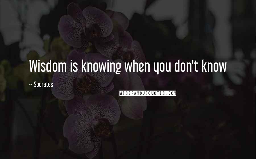 Socrates Quotes: Wisdom is knowing when you don't know