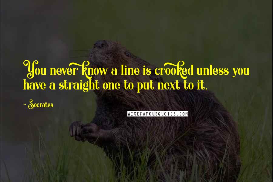 Socrates Quotes: You never know a line is crooked unless you have a straight one to put next to it.