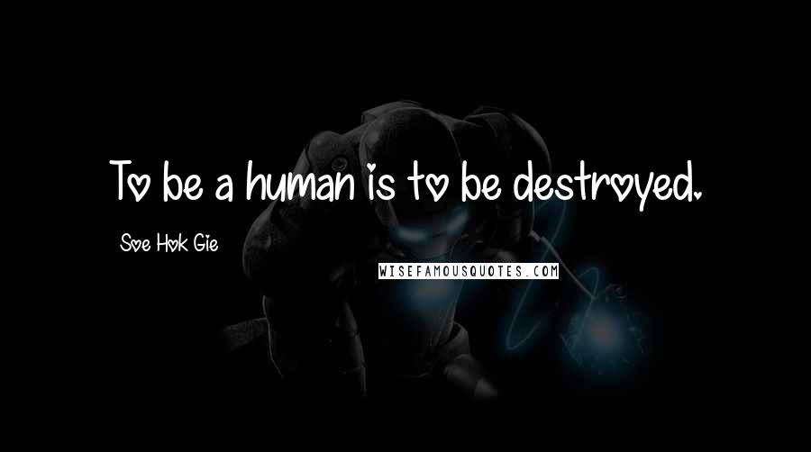 Soe Hok Gie Quotes: To be a human is to be destroyed.