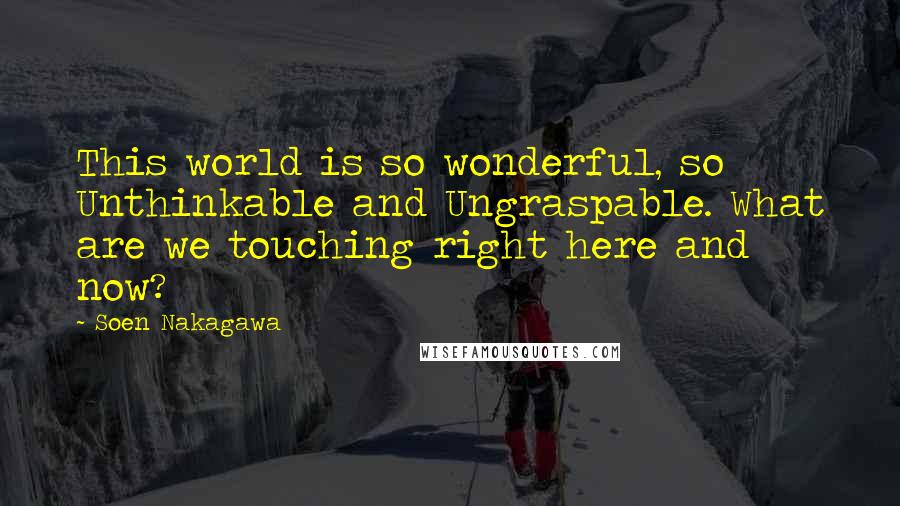 Soen Nakagawa Quotes: This world is so wonderful, so Unthinkable and Ungraspable. What are we touching right here and now?