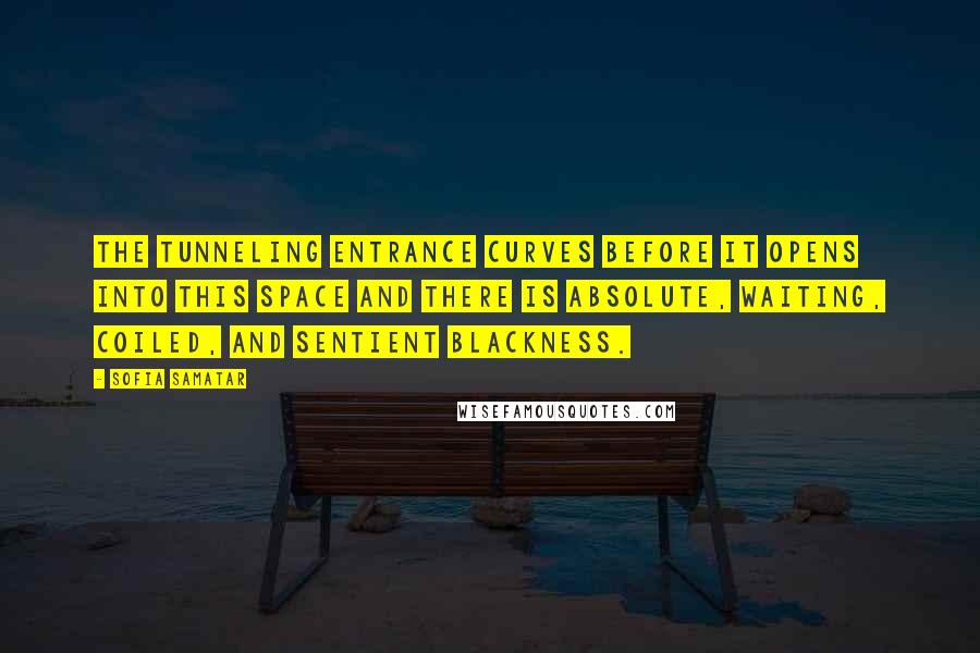Sofia Samatar Quotes: The tunneling entrance curves before it opens into this space and there is absolute, waiting, coiled, and sentient blackness.