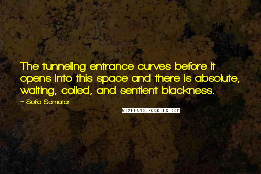 Sofia Samatar Quotes: The tunneling entrance curves before it opens into this space and there is absolute, waiting, coiled, and sentient blackness.