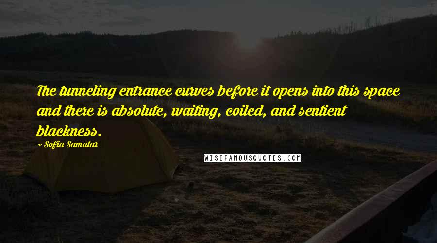 Sofia Samatar Quotes: The tunneling entrance curves before it opens into this space and there is absolute, waiting, coiled, and sentient blackness.