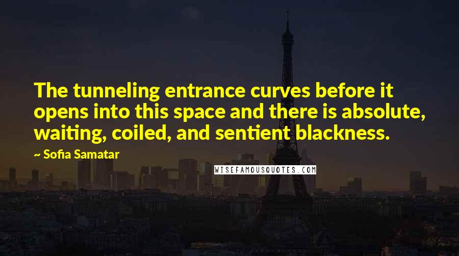 Sofia Samatar Quotes: The tunneling entrance curves before it opens into this space and there is absolute, waiting, coiled, and sentient blackness.