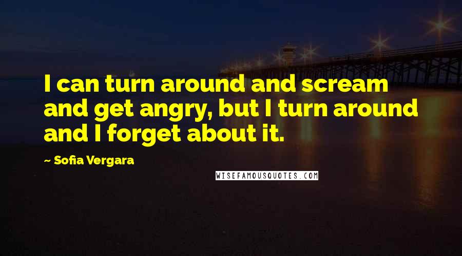 Sofia Vergara Quotes: I can turn around and scream and get angry, but I turn around and I forget about it.