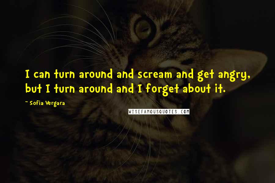 Sofia Vergara Quotes: I can turn around and scream and get angry, but I turn around and I forget about it.