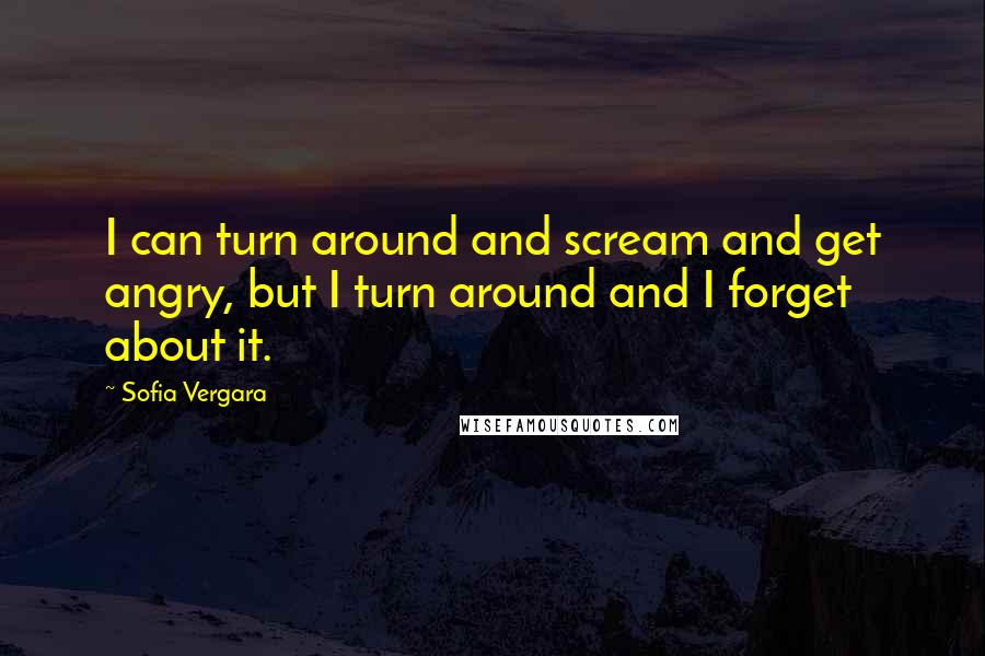 Sofia Vergara Quotes: I can turn around and scream and get angry, but I turn around and I forget about it.