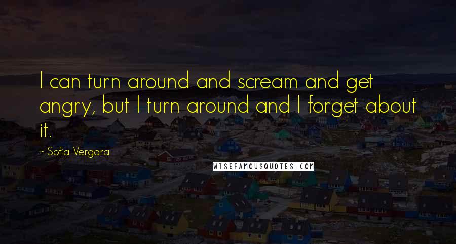 Sofia Vergara Quotes: I can turn around and scream and get angry, but I turn around and I forget about it.