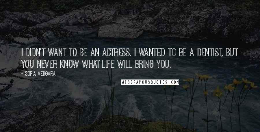 Sofia Vergara Quotes: I didn't want to be an actress. I wanted to be a dentist, but you never know what life will bring you.