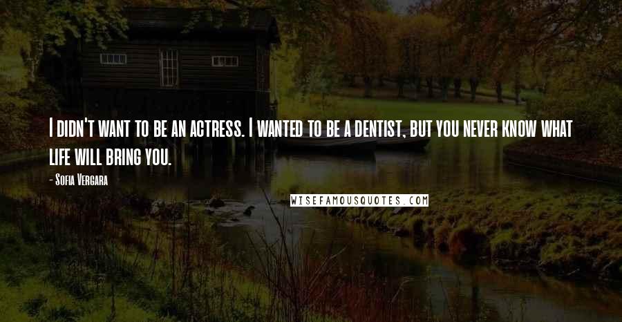 Sofia Vergara Quotes: I didn't want to be an actress. I wanted to be a dentist, but you never know what life will bring you.