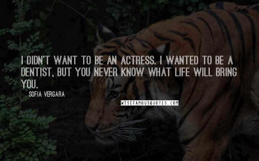 Sofia Vergara Quotes: I didn't want to be an actress. I wanted to be a dentist, but you never know what life will bring you.