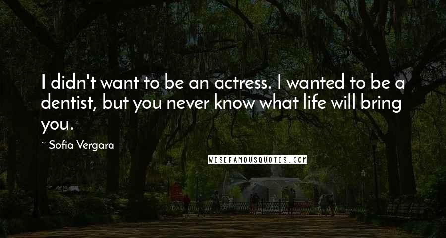 Sofia Vergara Quotes: I didn't want to be an actress. I wanted to be a dentist, but you never know what life will bring you.