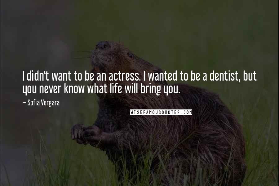 Sofia Vergara Quotes: I didn't want to be an actress. I wanted to be a dentist, but you never know what life will bring you.