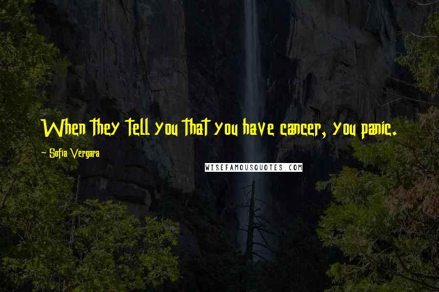 Sofia Vergara Quotes: When they tell you that you have cancer, you panic.