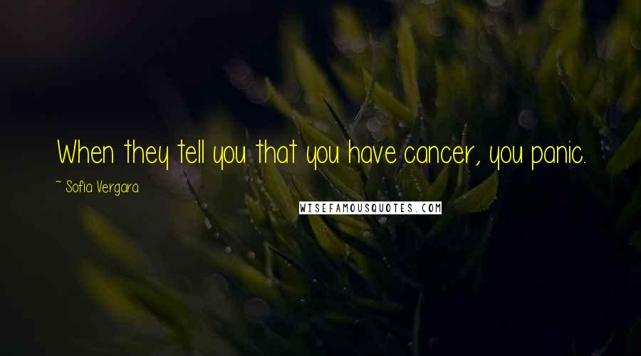 Sofia Vergara Quotes: When they tell you that you have cancer, you panic.