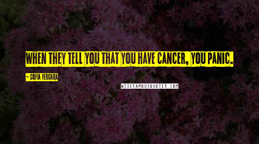 Sofia Vergara Quotes: When they tell you that you have cancer, you panic.