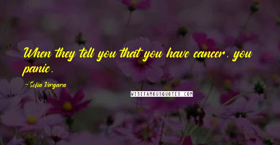 Sofia Vergara Quotes: When they tell you that you have cancer, you panic.