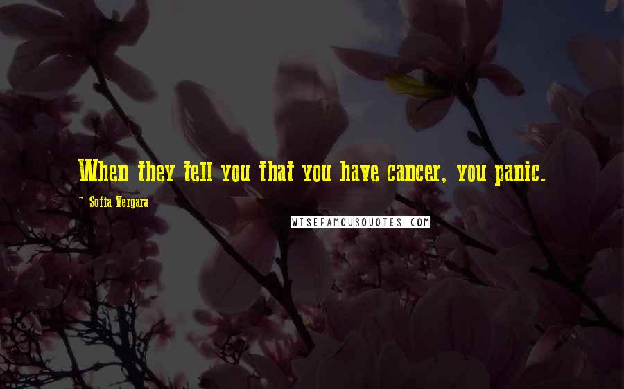 Sofia Vergara Quotes: When they tell you that you have cancer, you panic.