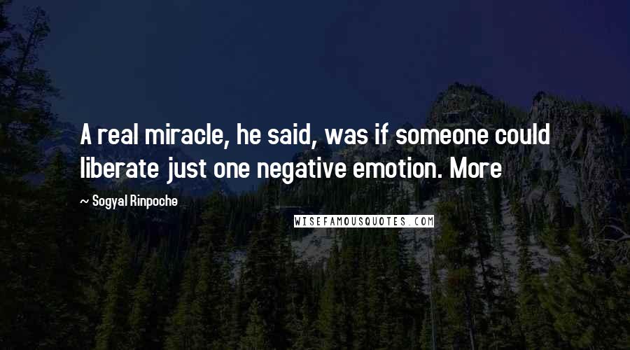 Sogyal Rinpoche Quotes: A real miracle, he said, was if someone could liberate just one negative emotion. More