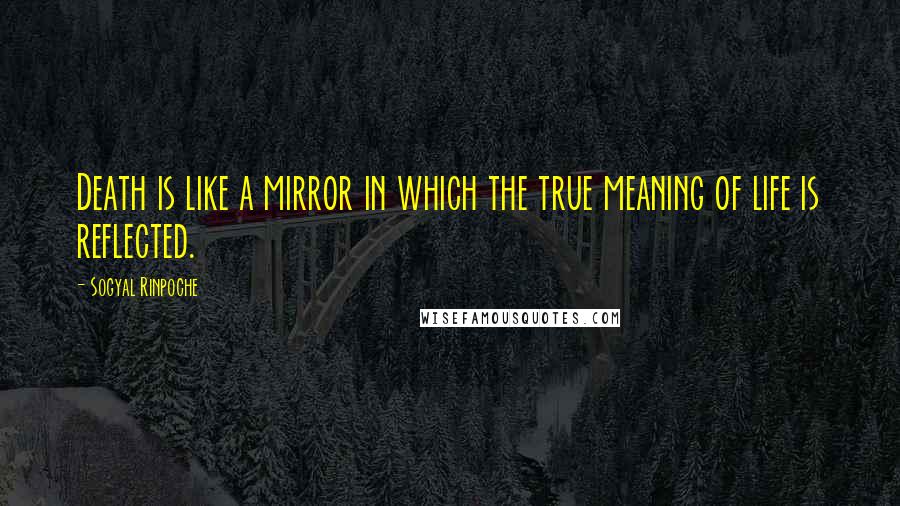 Sogyal Rinpoche Quotes: Death is like a mirror in which the true meaning of life is reflected.