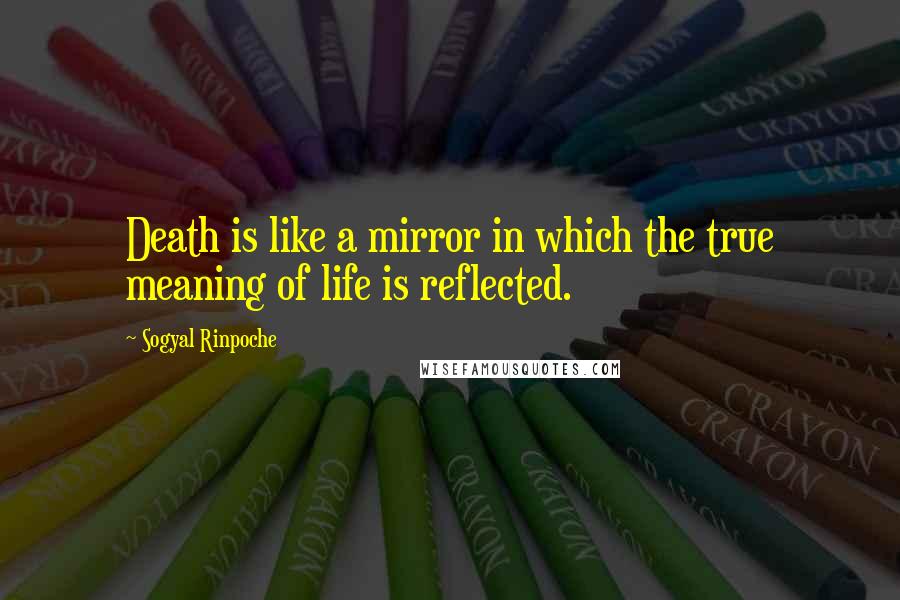 Sogyal Rinpoche Quotes: Death is like a mirror in which the true meaning of life is reflected.