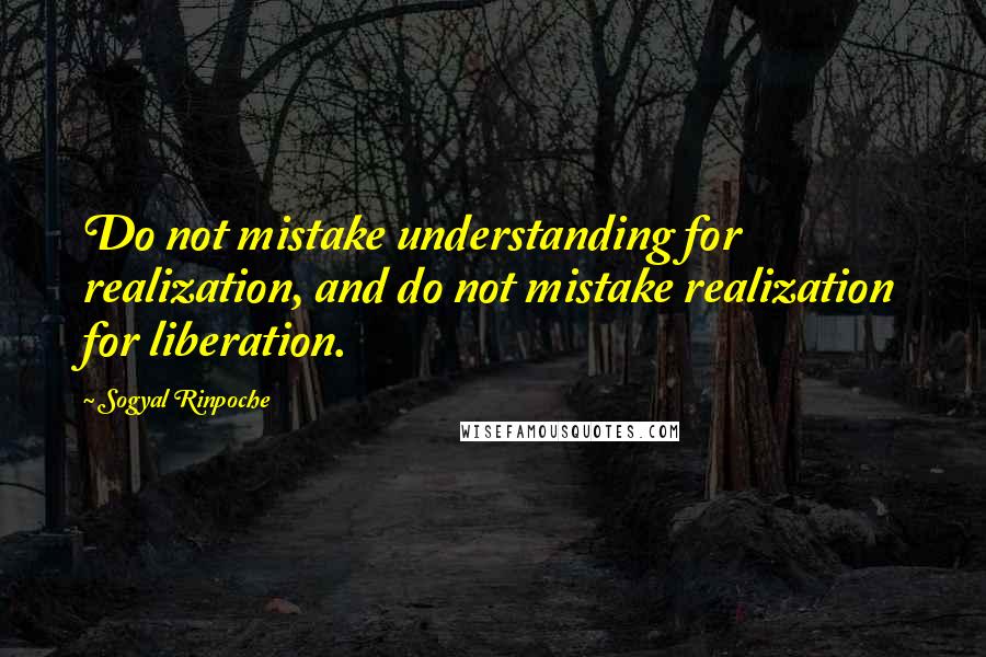 Sogyal Rinpoche Quotes: Do not mistake understanding for realization, and do not mistake realization for liberation.