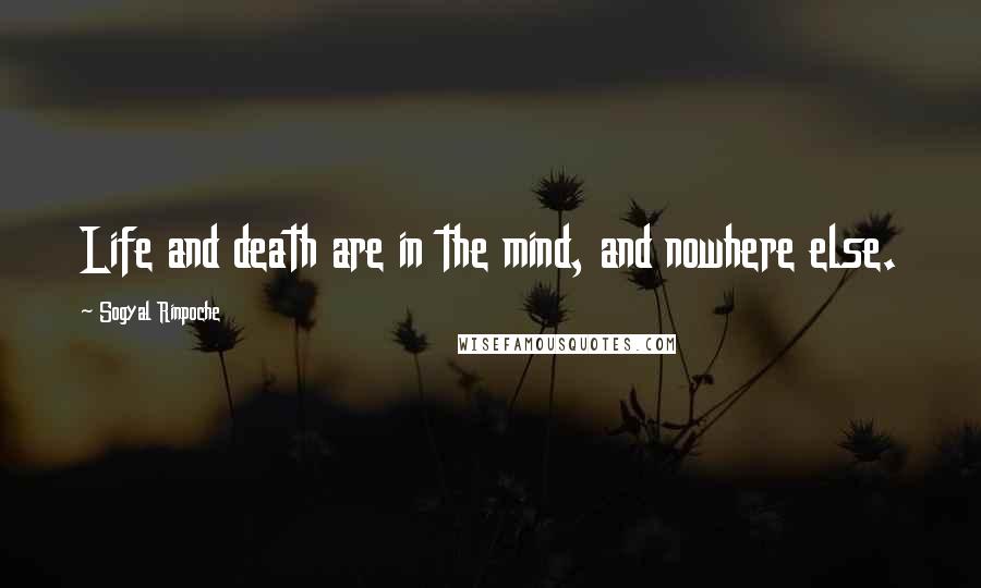 Sogyal Rinpoche Quotes: Life and death are in the mind, and nowhere else.