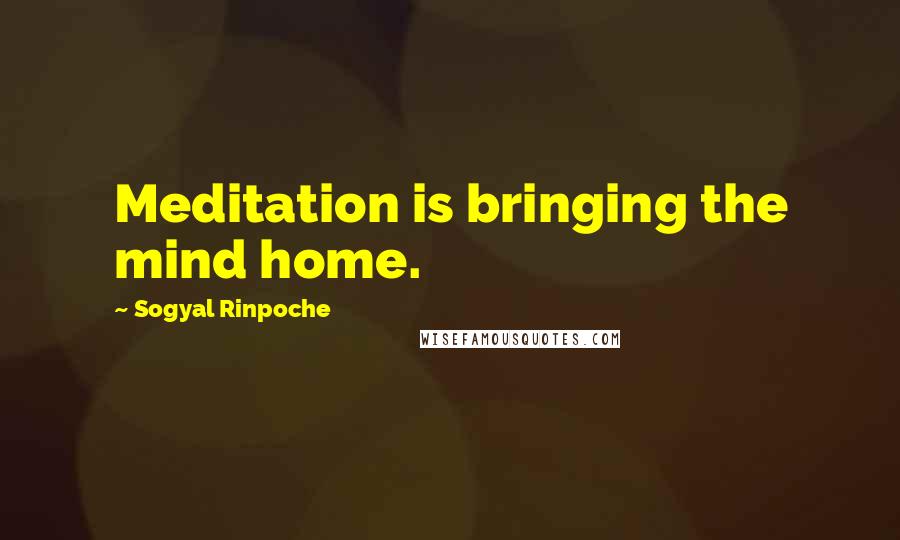 Sogyal Rinpoche Quotes: Meditation is bringing the mind home.