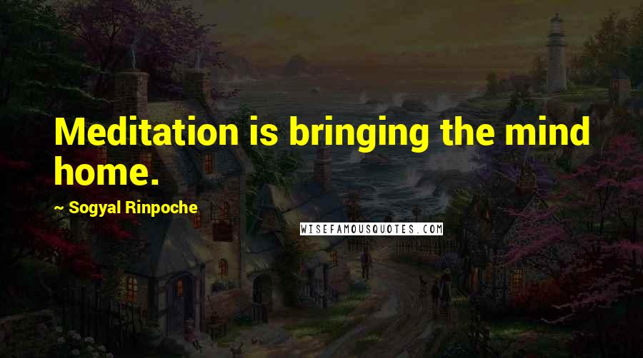 Sogyal Rinpoche Quotes: Meditation is bringing the mind home.