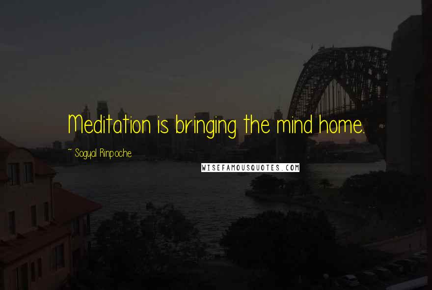 Sogyal Rinpoche Quotes: Meditation is bringing the mind home.