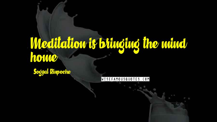 Sogyal Rinpoche Quotes: Meditation is bringing the mind home.