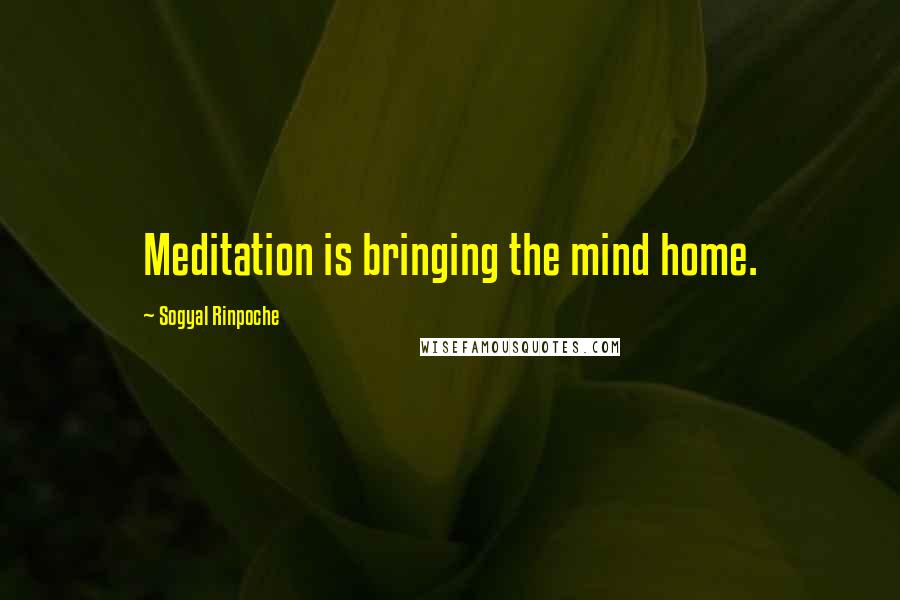 Sogyal Rinpoche Quotes: Meditation is bringing the mind home.